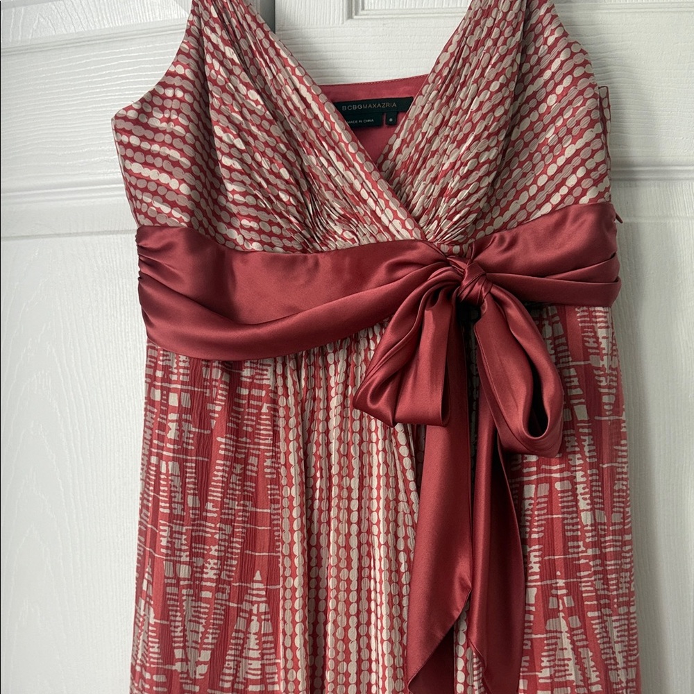 BCBGMaxAzria Red and White Striped Midi Dress - Picture 2 of 8